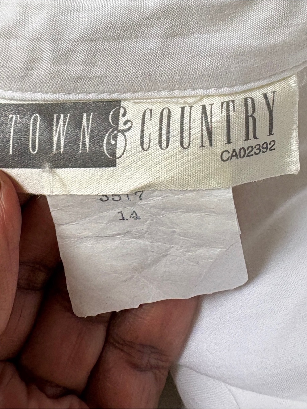 Vintage Town & Country White Cotton Shirt Dress With Shoulder Pads, Belt Size 14 - Picture 9 of 14